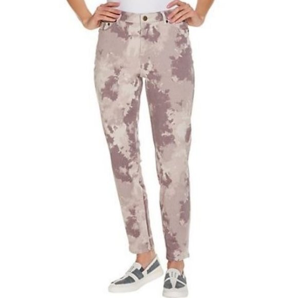 LOGO by Lori Goldstein Pants - LOGO Printed Stretch Twill Ankle Skinny Jeans 2587